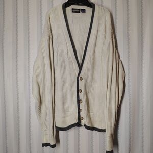 Towncraft Cream Cardigan with Dark Gray Trim